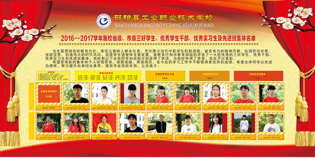我校省三好学生、优秀学生干部、先进班集体名单