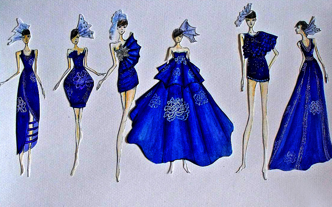 蓝印花布作品-时装画