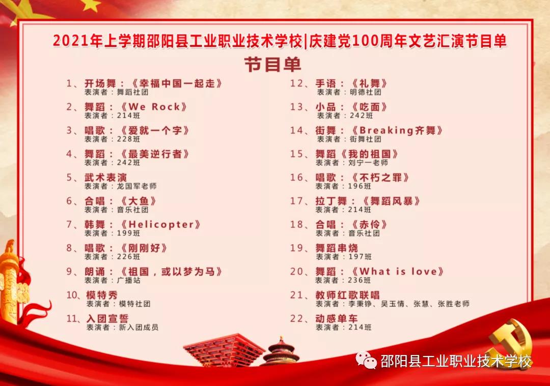邵阳县工业职中开展“庆建党100周年”文艺汇演活动